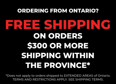 Free Shipping to most areas of Ontario when order subtotal is over $300.